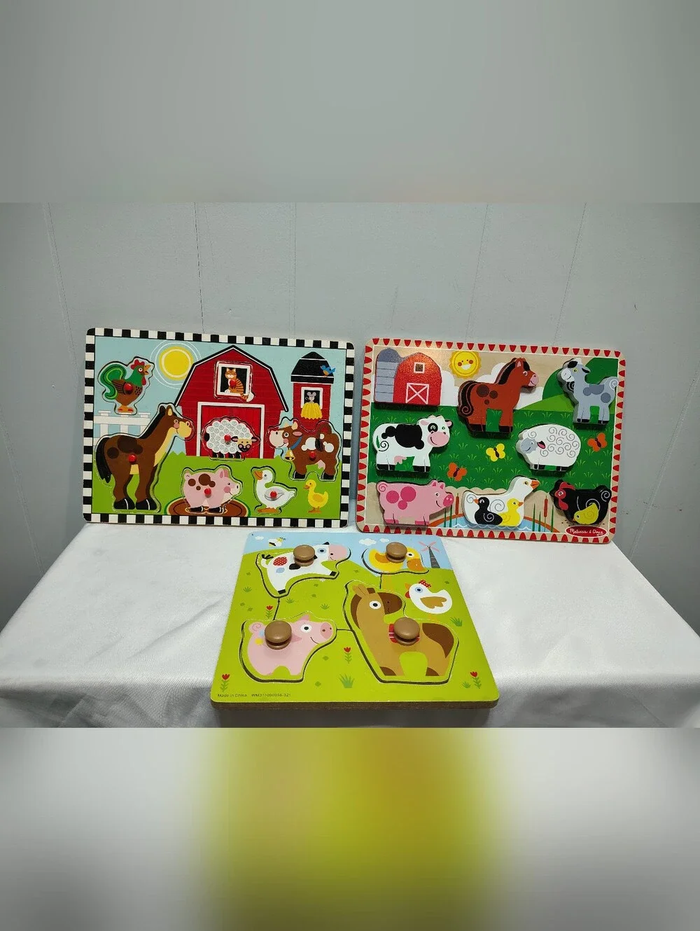 Melissa & Doug‎ Farm Knob Puzzle Bundle Wooden Toddler Animal Set